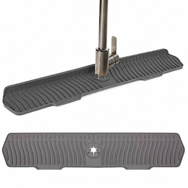 Gray Silicone Kitchen Sink Splash Guard Faucet Drying Mat Large 29.7 in. x 6 in. Foldable for Countertops