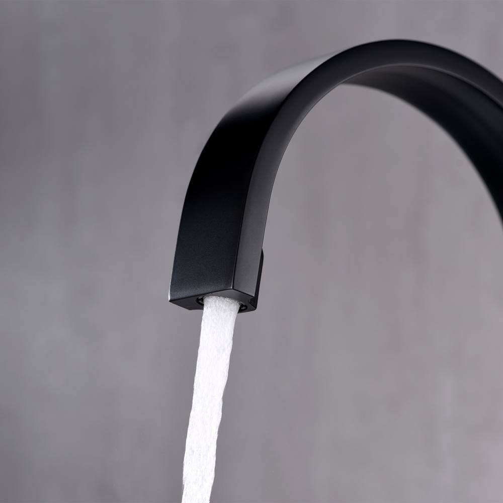 Matte Black Modern Widespread Bathroom Faucet with Pop-Up Drain