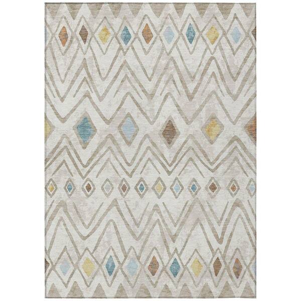 Chantille Machine Washable Indoor/Outdoor Abstract ACN2702 Ivory 3 ft. x 4 ft. Area Rug