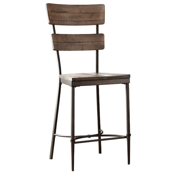 Hillsdale Furniture Jennings 43.5 in. Brown High Back Metal 26 in. Bar Stool with Wood Seat, (Set of 2)