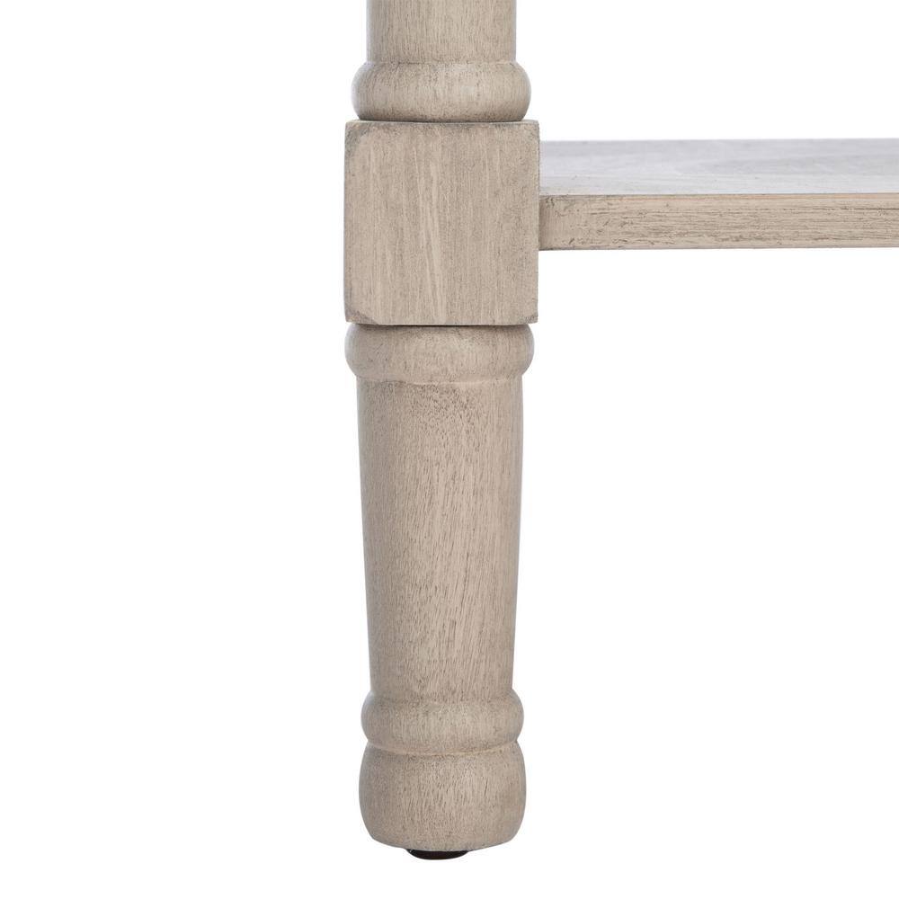 Josie Elegantly Carved Greige Wood & Metal 40'' Console Table with Storage