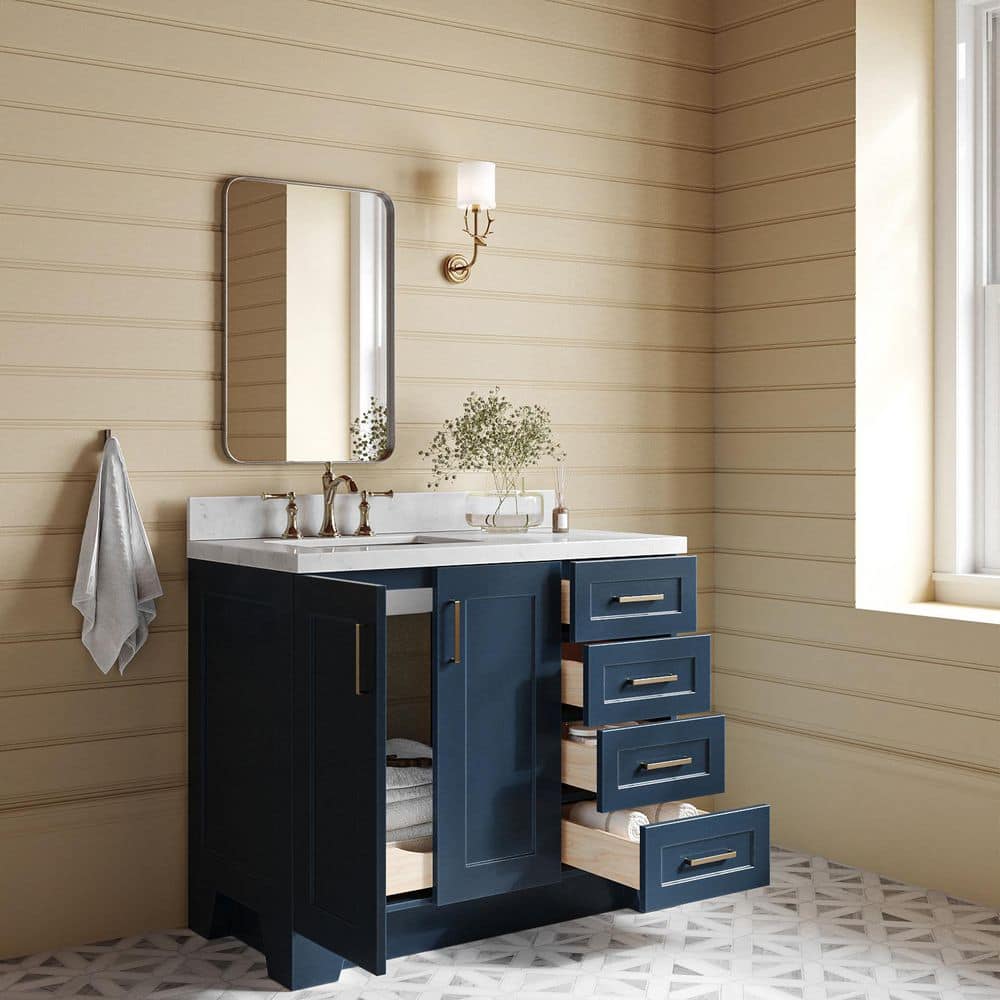 Midnight Blue 42" Single Bathroom Vanity with Quartz Top