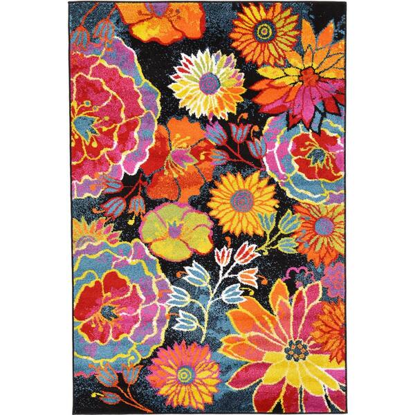 Unique Loom Lyon Kennedy Black 4' 0 x 6' 0 Area Rug