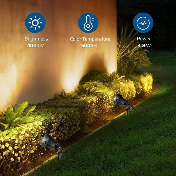 120V Plug in Outdoor Waterproof LED Spotlight with No Bulbs
