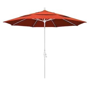 11 ft. Fiberglass Collar Tilt Double Vented Patio Umbrella in Sunset Olefin