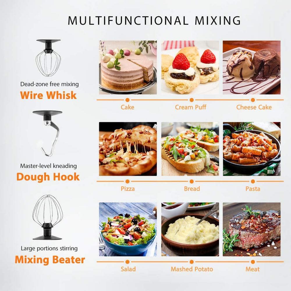VIVOHOME Red 6 Quart 3-in-1 Stand Mixer with Meat Grinder and Blender