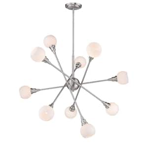 Tian 4-Watt 10-Light Brushed Nickel Integrated LED Shaded Pendant Light with LED Bulb Included