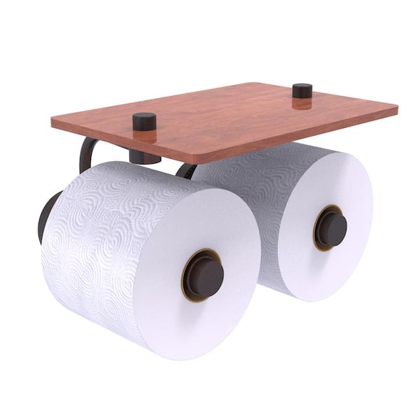 Allied Brass Dottingham Collection Wall Mounted Toilet Paper Holder in Venetian Bronze with Wood Shelf