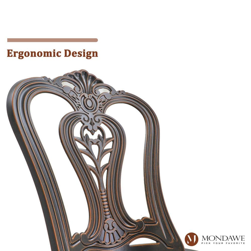 Bronze Finish Floral Motif Cast Aluminum Outdoor Bistro Set