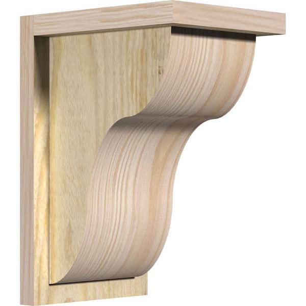 Ekena Millwork 8 in. x 10 in. x 14 in. Douglas Fir Carmel Rough Sawn Corbel with Backplate