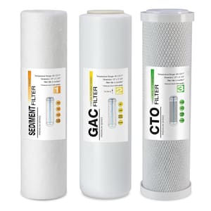 F3US Reverse Osmosis RO System 6-Month Supply Replacement Filter Cartridges Pack of 3 Filters, Sediment, CTO and GAC Ea.