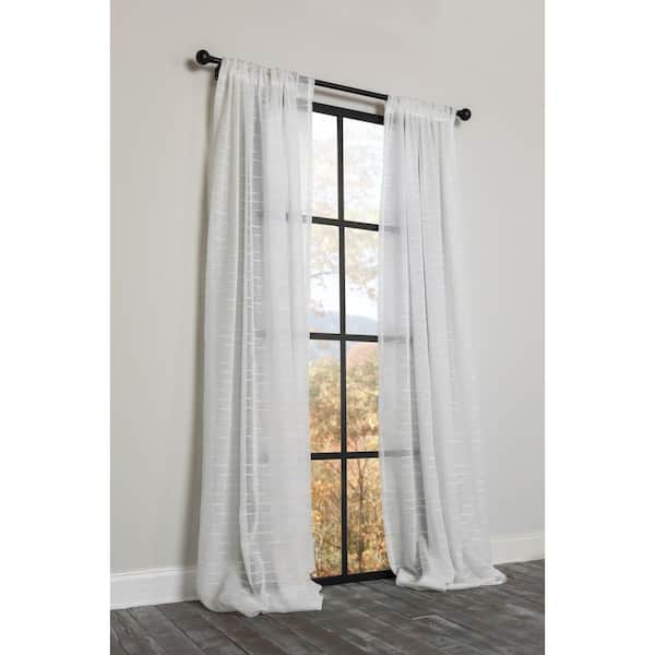 Manor Luxe Cadence Semi Sheer Rod, Off White Sheer Curtains 96 Inches Long