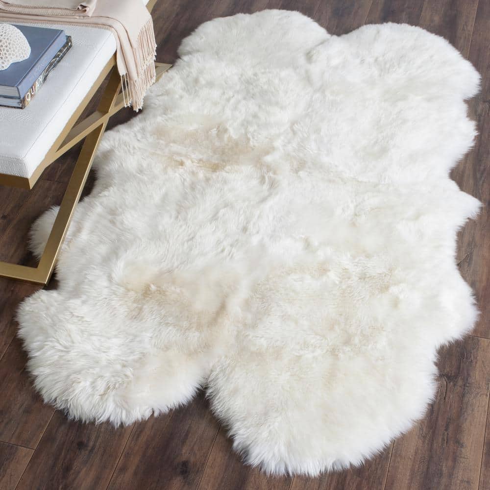 Handmade Ivory Sheepskin Shag Rug 4' x 6'