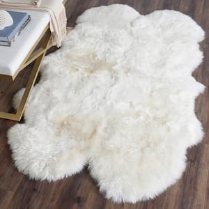 Sheep Skin White 4 ft. x 6 ft. Solid Gradient Area Rug