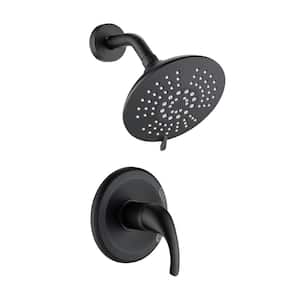 5-Spray Patterns with 2.2 GPM 6 in. Wall Mount Shower System Pressure Balancing Fixed Shower Head in Matte Black