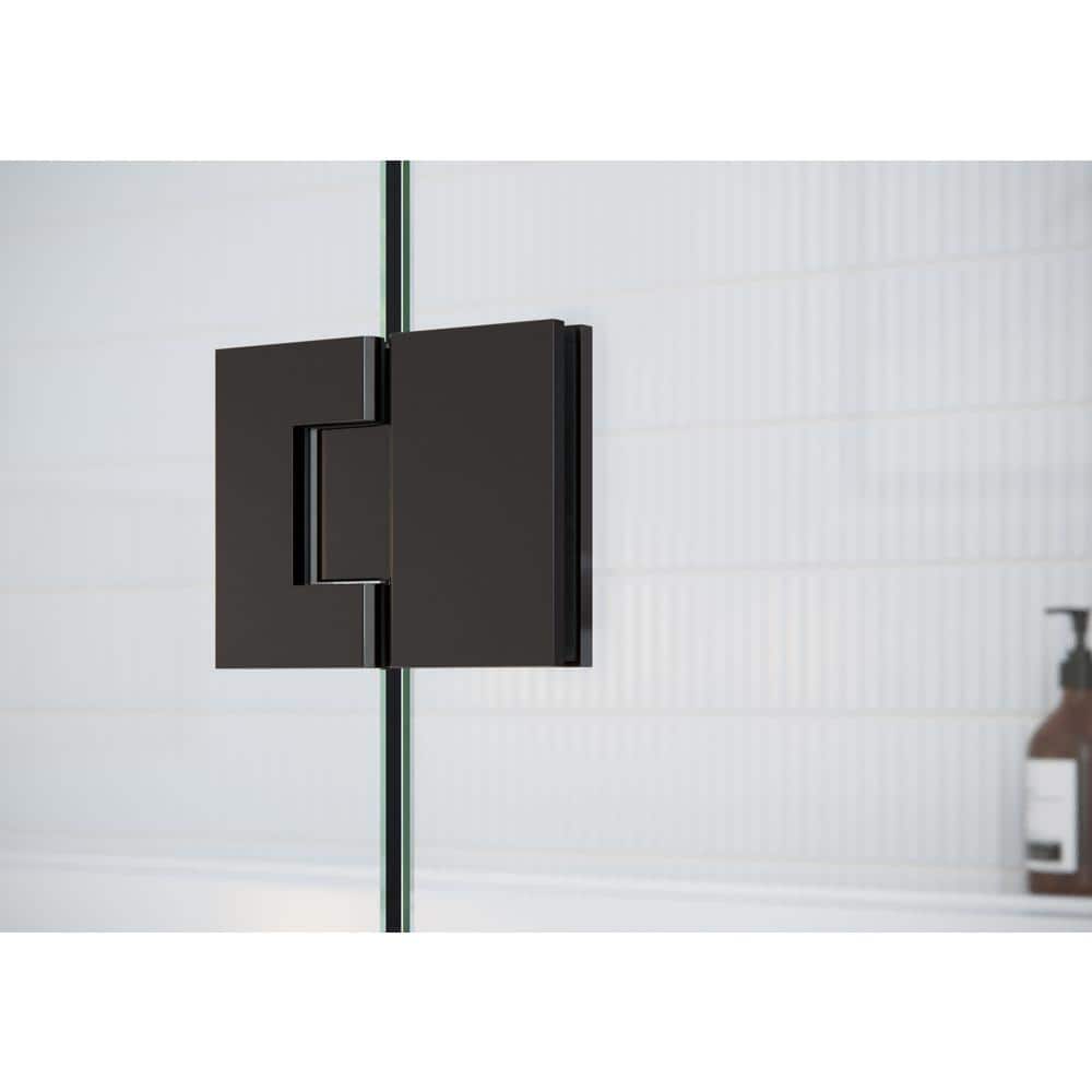 34'' x 58'' Oil Rubbed Bronze Frameless Glass Hinged Bathtub Door