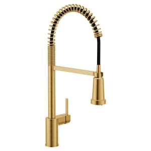 Align Single Handle Pre-Rinse Spring Pull Down Sprayer Kitchen Faucet with Optional 3- in -1 Water Filtration in Gold