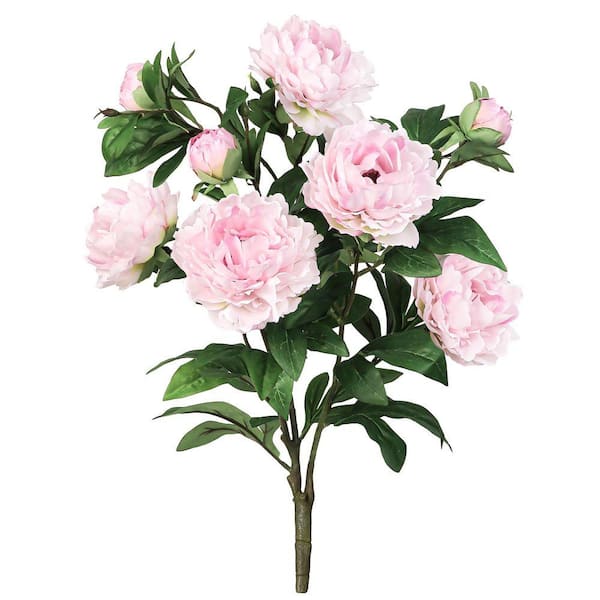 22 in. Deluxe Light Pink Artificial Peony Plant Flower Stem Bush Bouquet