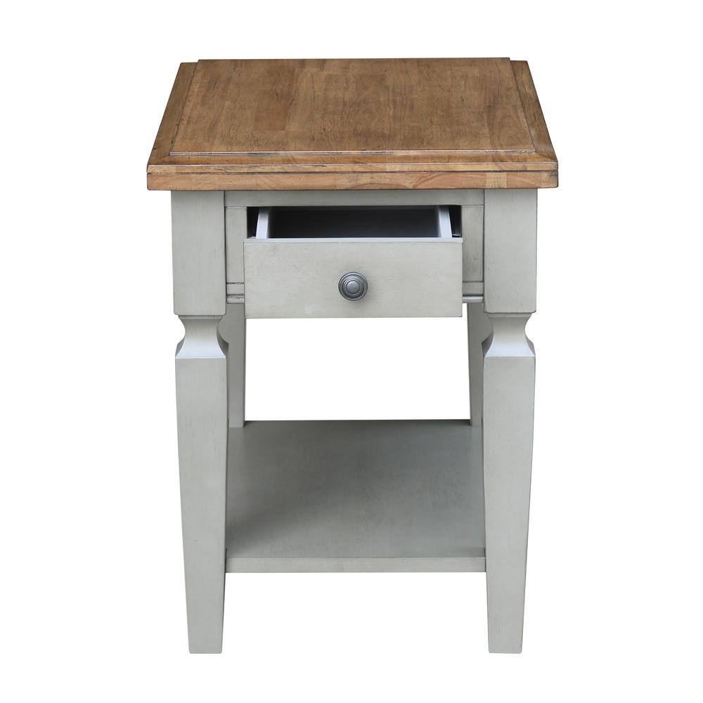 Vista Distressed Hickory and Stone Wood End Table with Storage