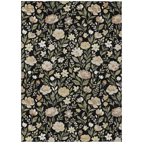 Chantille Machine Washable Indoor/Outdoor Abstract ACN2438 Black 3 ft. x 4 ft. Area Rug