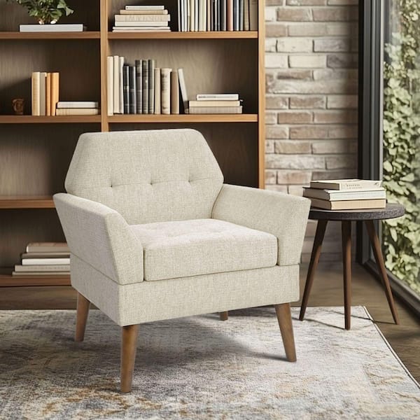 510 Design Newtin Beige Mid-Century Modern Lounge Arm Chair 5DS100