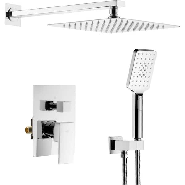 3-Spray Wall Mount Dual Fixed and Handheld Shower Head 1.8 GPM in Chrome
