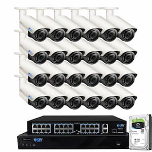 32-Channel 8MP 8TB NVR Security Camera System 24 Wired Bullet Cameras 2.8-12mm Motorized Lens Human/Vehicle Detection