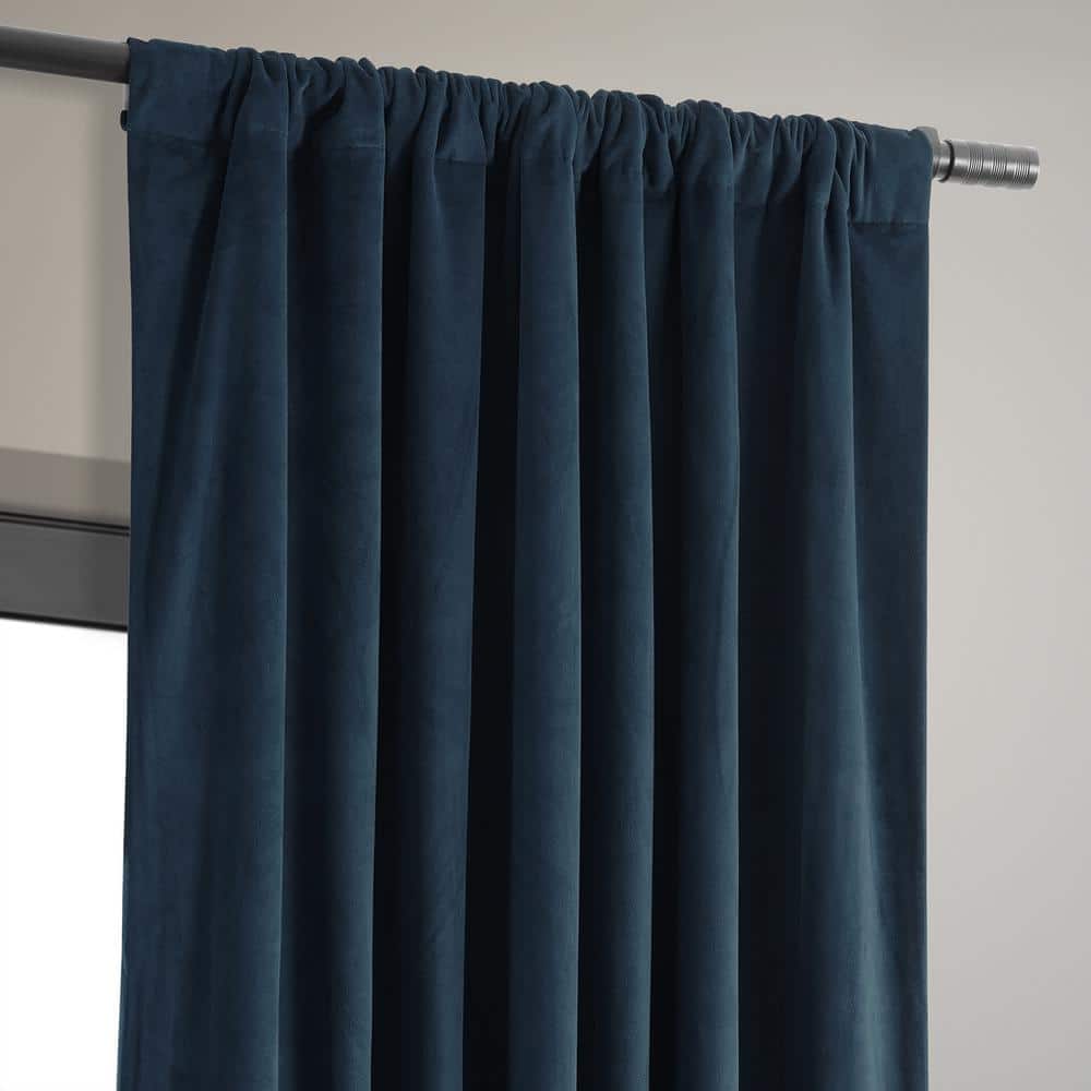 Midnight Blue Velvet Blackout Curtain Panel, 50x84
