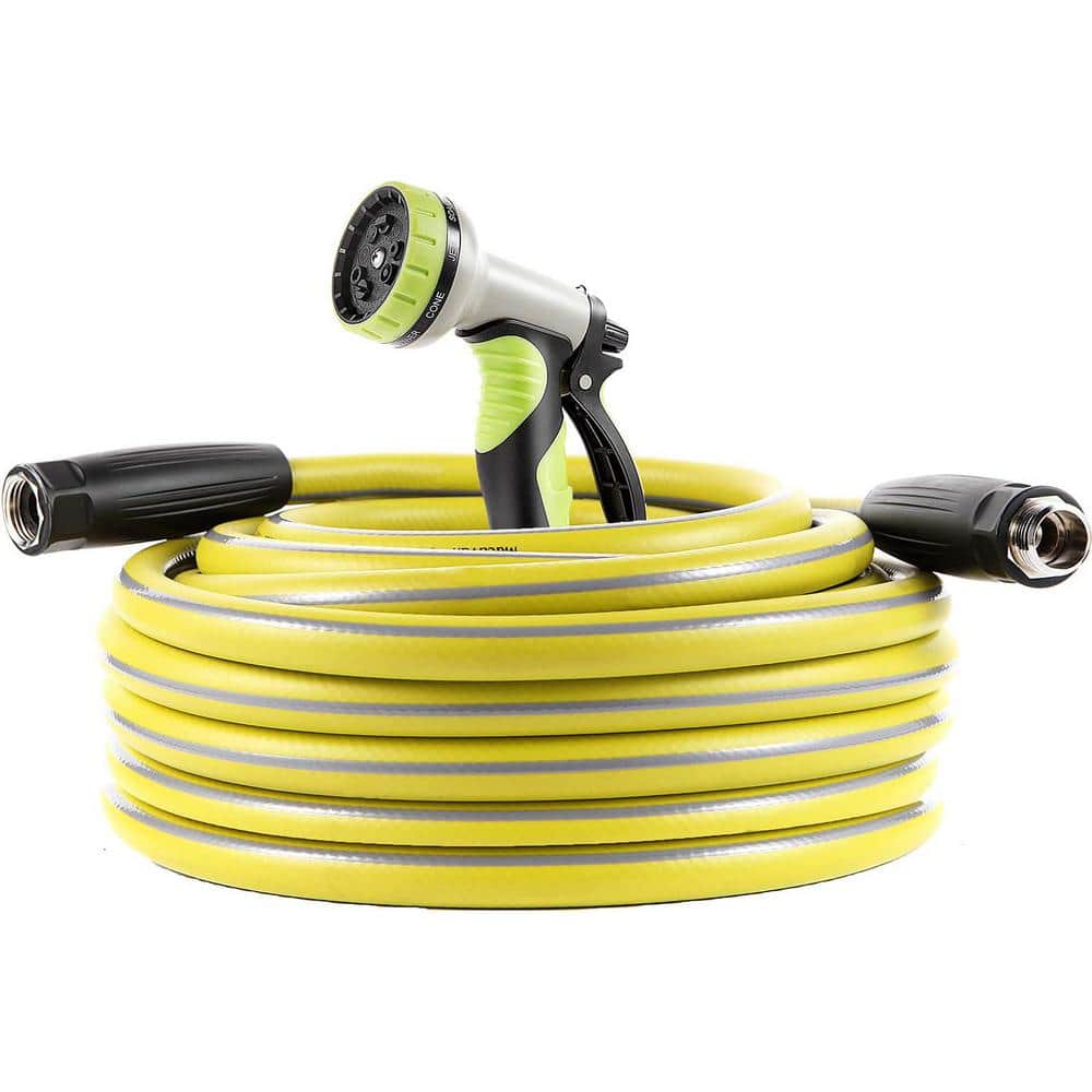 5/8 in. x 50 ft. Garden Hose Heavy-Duty Water Hose with 9 Way Spray Nozzle 