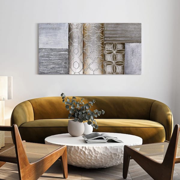 Empire Art Direct 30 in. x 60 in. "Stacked 1" Textured Metallic Hand Painted by Martin Edwards Wall Art