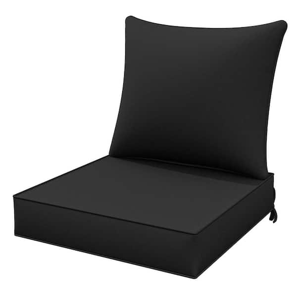 WNP 22 in. x 22 in. x 4 in. Square Outdoor Deep Seating Cushion Set Seat and Back Cushion for Chair and Sofa Black