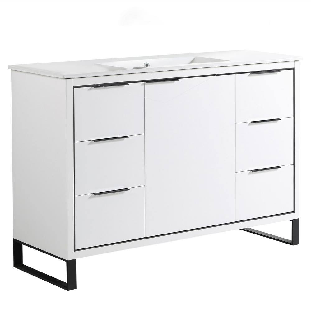 Opulence 48 in. W x 18 in. D x 33.5 in. H Bath Vanity in White Matte with White Ceramic Top price history on PriceWatchPro