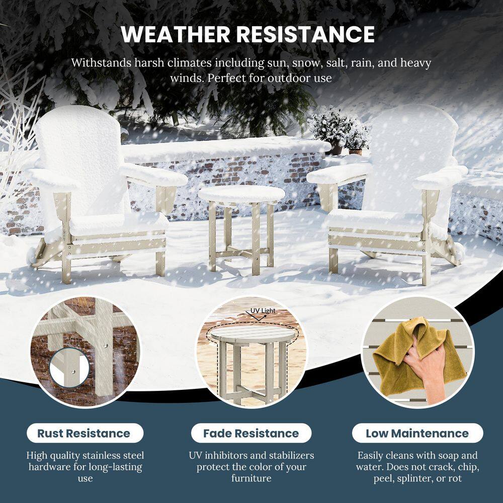 Beige 18" Round Polywood Outdoor Side Table