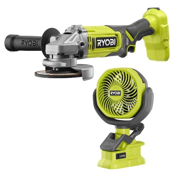ONE+ 18V Cordless 4-1/2 in. Angle Grinder with ONE+ 18V Cordless 4 in. Clamp Fan (Tools Only)