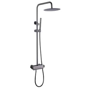 Single -Handle 1-Spray Wall Mount Shower Faucet 2 GPM with Ceramic Disc Valves Brass Exposed Shower Faucet Set in Gray