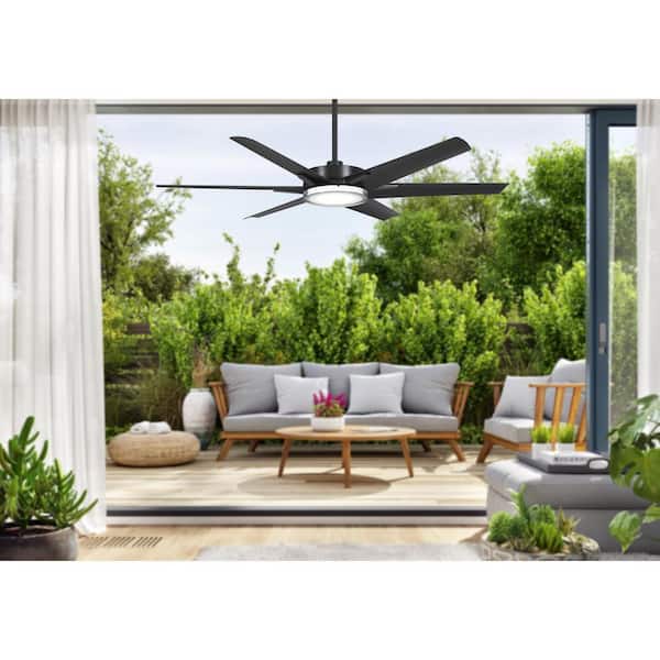 MINKA-AIRE Deco 65 in. CCT Integrated LED Indoor/Outdoor Black Ceiling Fan with Control F866L-CL - The Home Depot