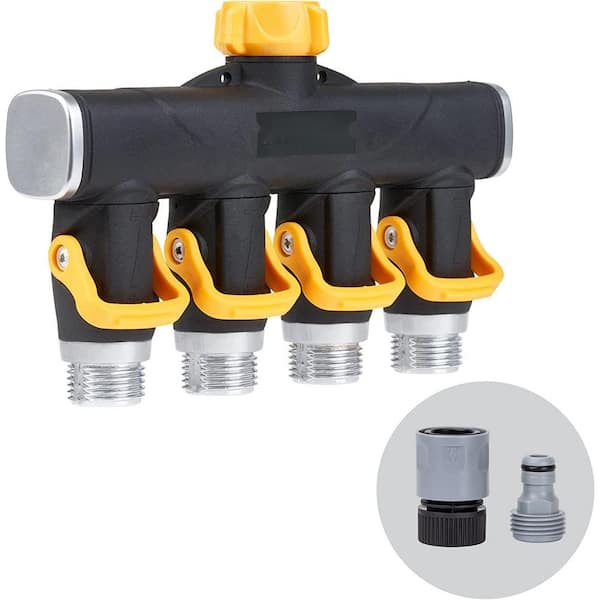 Cubilan 65135AMZ 4 Way Lever Flow Through Valve Connector Bundle, Yellow, Black