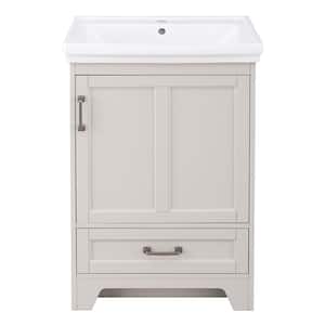 Evie 23.5 in. W x 18 in. D x 35 in. H Single Sink Freestanding Bath Vanity in Gray with White Vitreous China Top