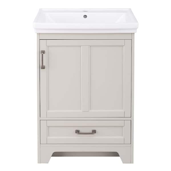 Evie 24 in. Single Sink Gray Bath Vanity with White Vitreous China Top (Assembled)