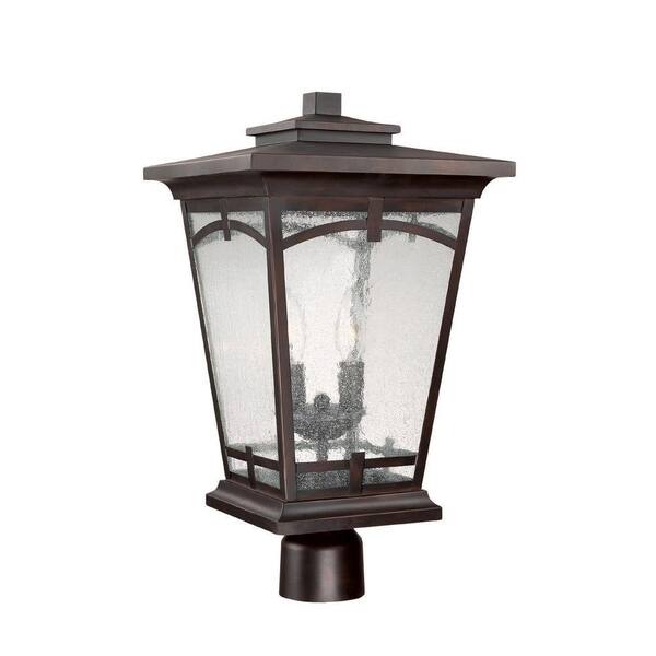 Filament Design 2-Light 20 in. Post Lantern Burnished Bronze Finish Seeded Glass-DISCONTINUED