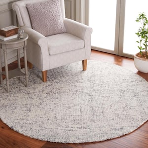Abstract Gray/Ivory 6 ft. x 6 ft. Contemporary Marble Round Area Rug