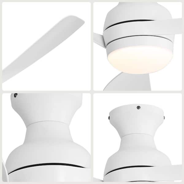 52 in. Modern Indoor White 6-Speed White Blades Flush Mount Ceiling Fan with 3-Color Dimmable LED Light