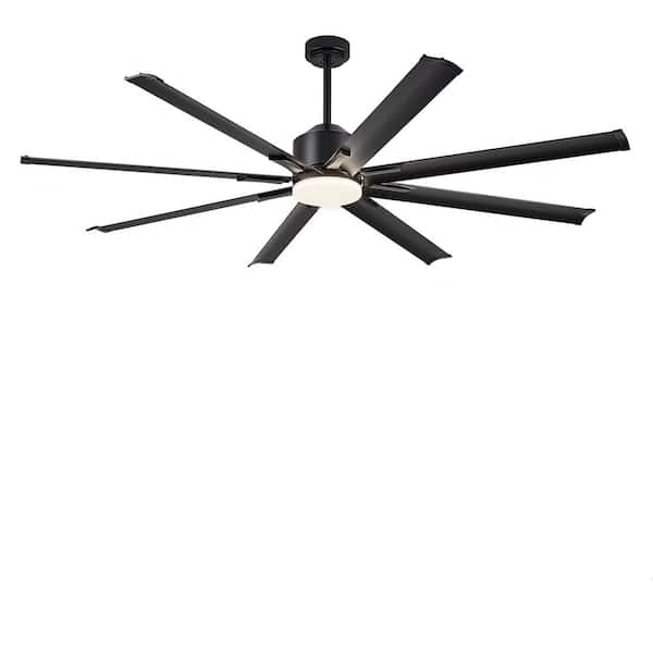 HINNIXY 72 in. Indoor/Outdoor Black Aluminium 8 Blade Industrial Ceiling Fan with Lights and Remote