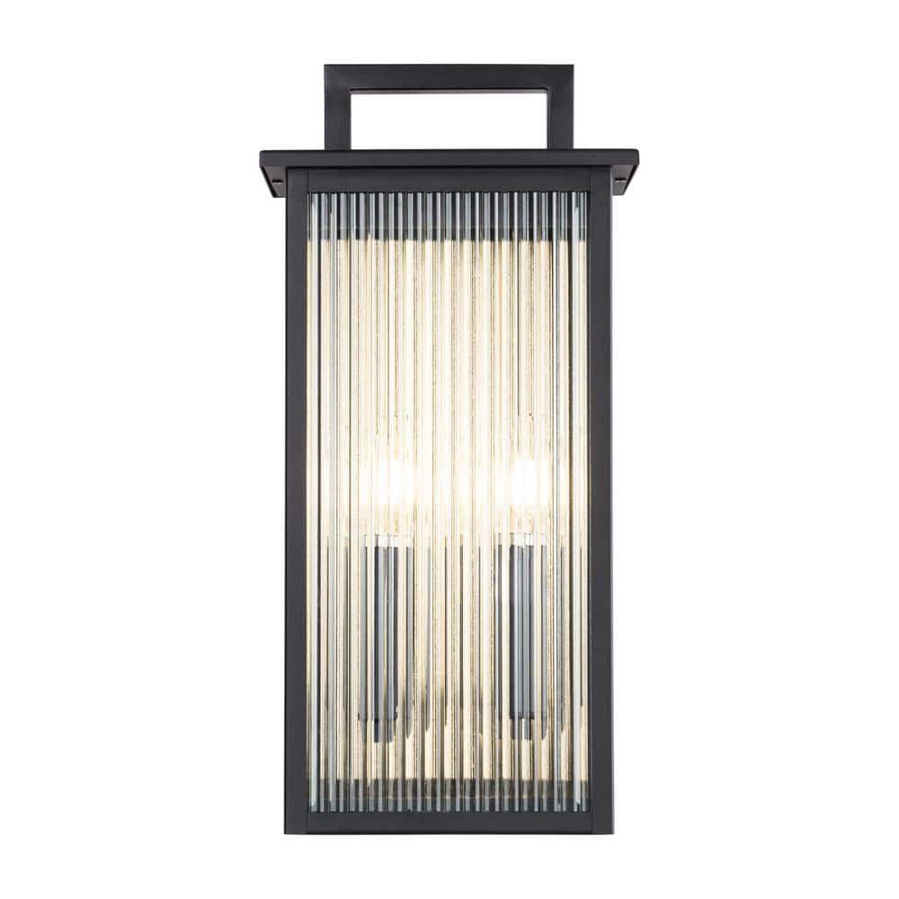 Maxax Montpelier 2-Light Black Hardwired 18 In. H Outdoor Sconce Dusk ...