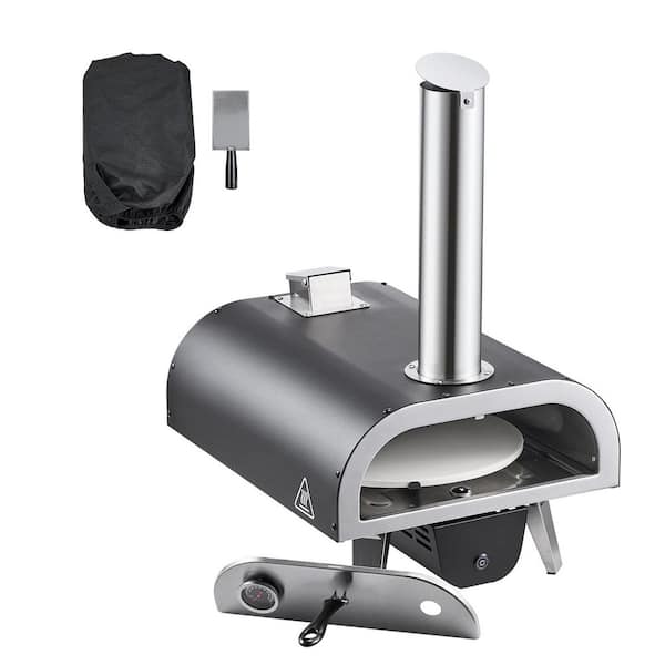 12 in. Wood Fired Pizza Ovens, Outdoor Pizza Oven, Pellet Pizza-Stove with Thermometer and Electric Rotation, Portable