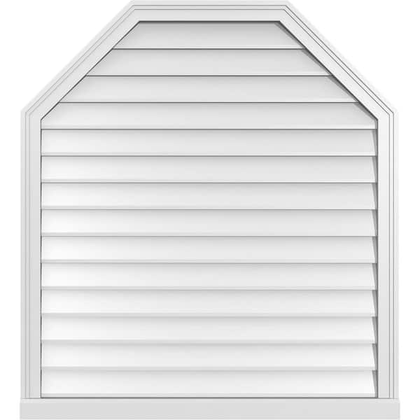 Ekena Millwork 38 in. x 42 in. Octagonal Top Surface Mount PVC Gable Vent: Decorative with Brickmould Sill Frame