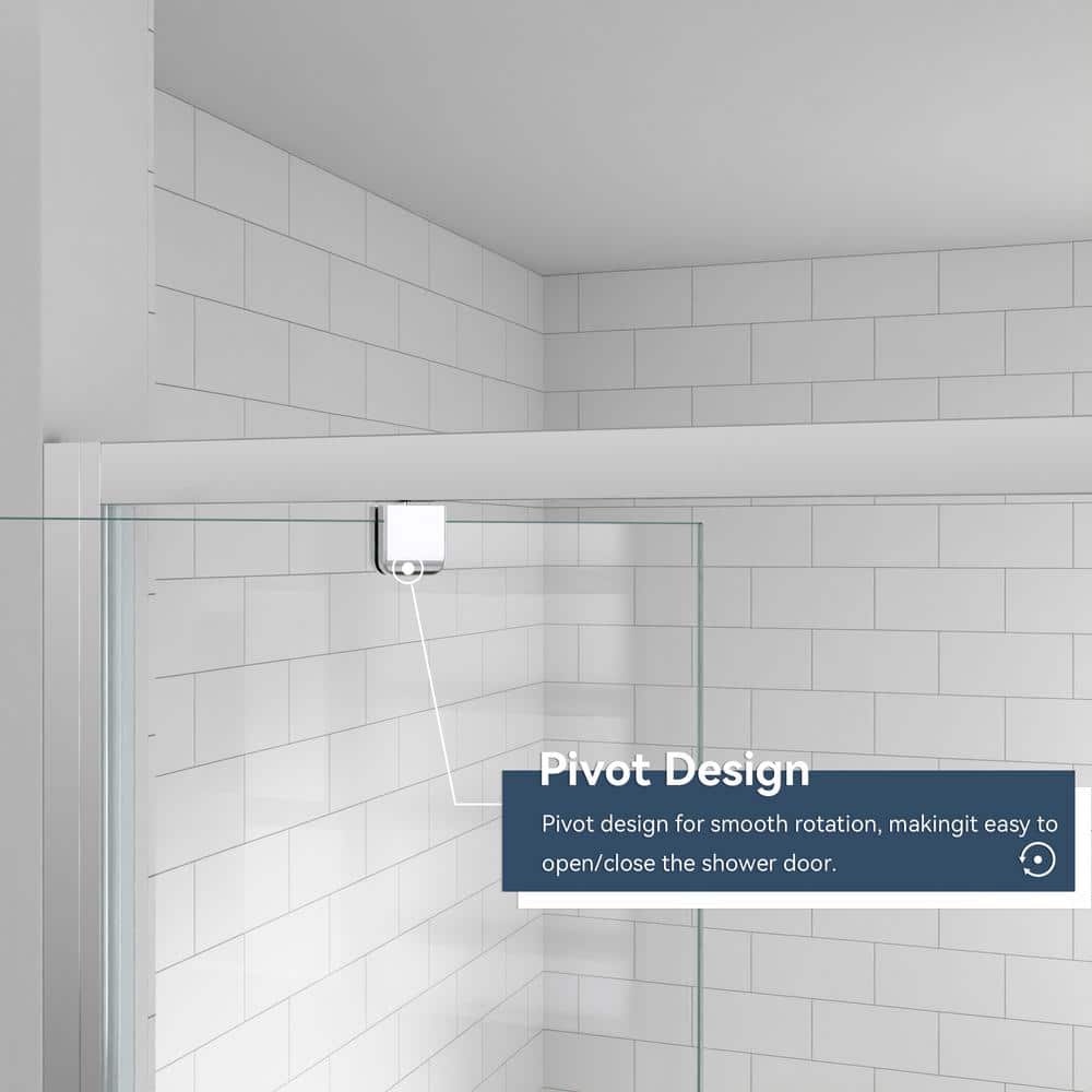 30" x 72" Chrome Framed Pivot Shower Door with Clear Glass