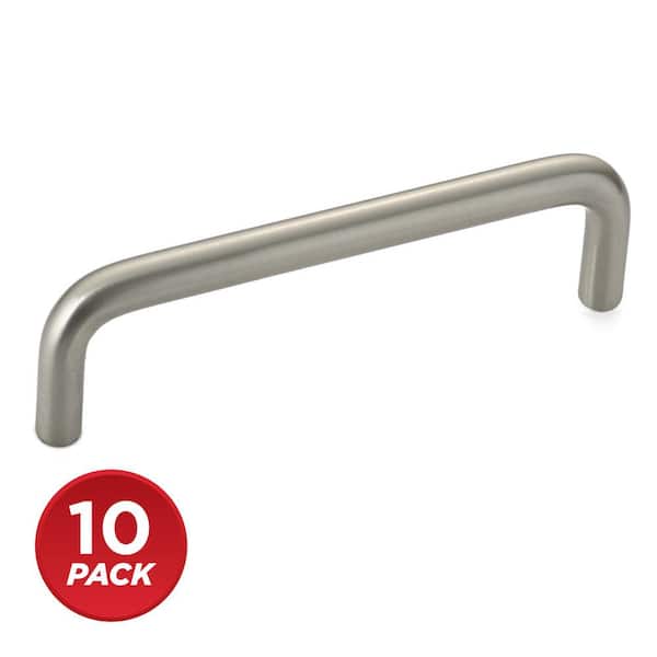 (10-Pack) Castleton Collection 4 in. (102 mm) Modern Brushed Nickel Round Cabinet Bar Pull (10-Pack)