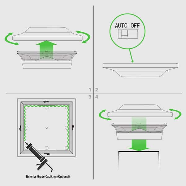 5 in. x 5 in. Outdoor Black Cast Aluminum LED Solar Post Cap (2-Pack)