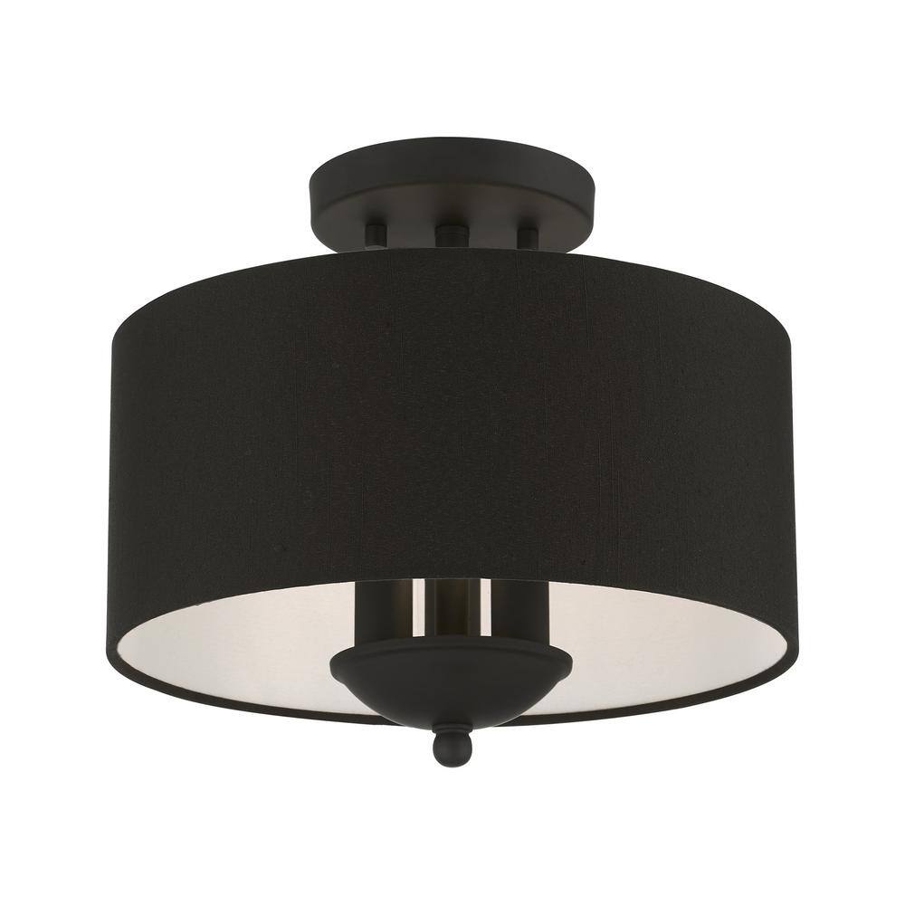 Bainbridge Black 3-Light Transitional Semi-Flush Drum Light